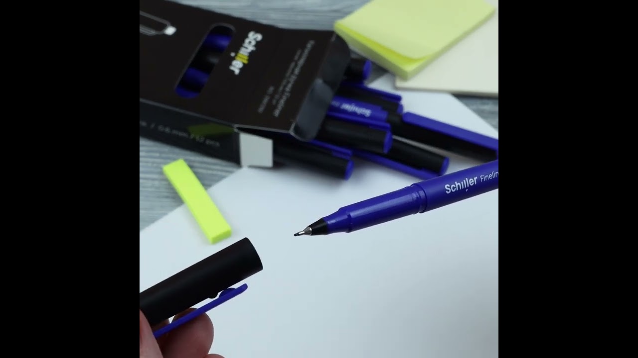 Ручки капиллярные синие 12шт "Fineliner" 0,6мм, Schiller 3078440 — 3